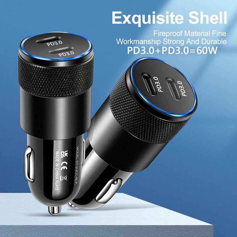 Y&D 60W USB C Car Charger, Dual Port PD Fast Charger for iPhone 14/13/12, Samsung Galaxy, Automobile Chargers Adapter - Image 4